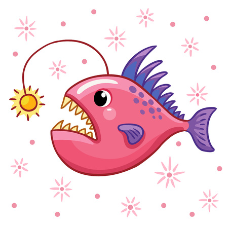 Cartoon angler fish. Character design angler fish.のイラスト素材