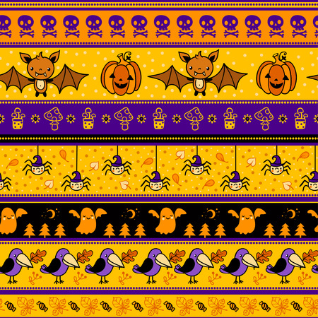 Halloween background with bat, pumpkin, ghost. Vector illustration.のイラスト素材