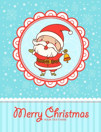 Funny Santa Claus. Merry Christmas card in vector.のイラスト素材
