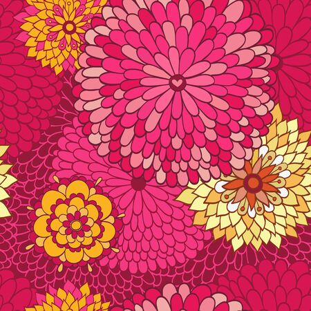 Floral autumn background with flowers. Vector seamless illustration with flowers.のイラスト素材