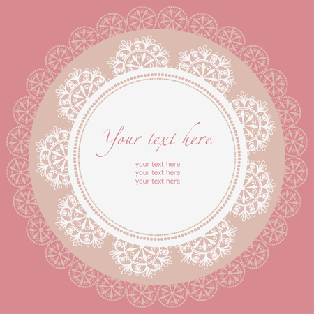 Lace frame. Ornamental round lace pattern, circle background.のイラスト素材