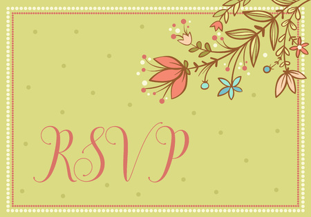 Greeting card. Wedding vector card with flowers and the words RSVP.のイラスト素材