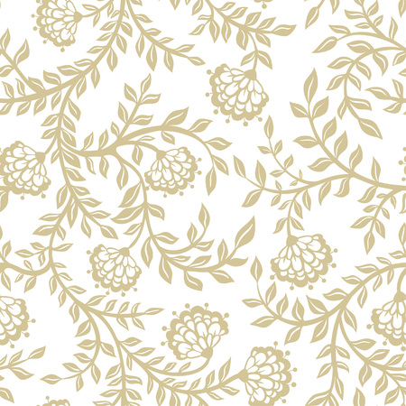 White lace flowers on beige background. Vector illustration.のイラスト素材
