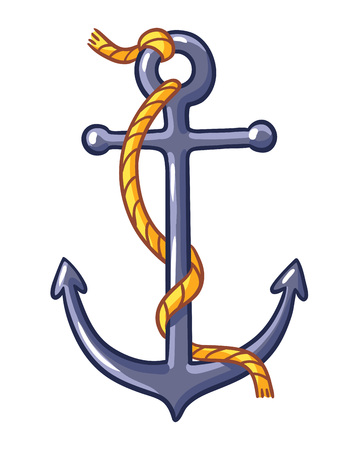 Anchor on a white background. Vector illustration with rope and anchor.のイラスト素材
