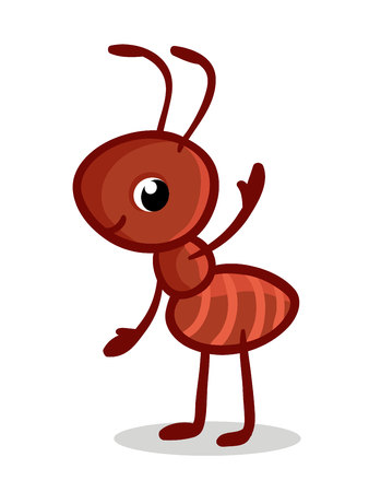 Vector illustration with a cute ant. Insect in the childrens cartoon style.のイラスト素材