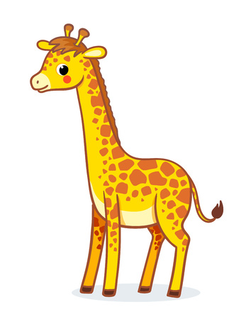 Giraffe stands on a white background. Vector illustration with african animal in childish style.のイラスト素材