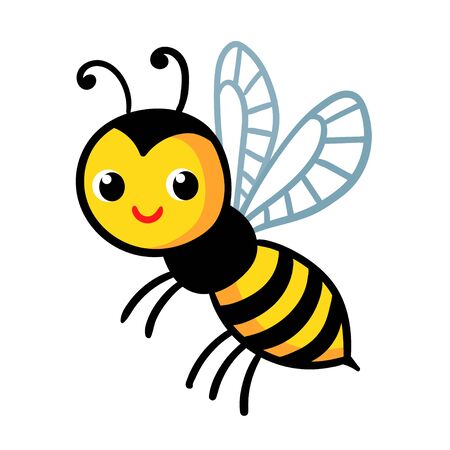 Cute wasp on a white background. Vector illustration with insect on white background.のイラスト素材