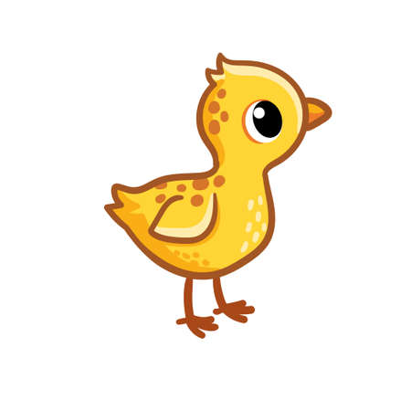 Cute yellow poult stands on a white background. Vector illustration with poultry. Turkey in cartoon style.のイラスト素材