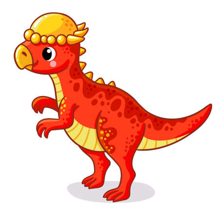 Vector illustration with pachycephalosaurus on a white background. silly dinosaur in cartoon style.のイラスト素材