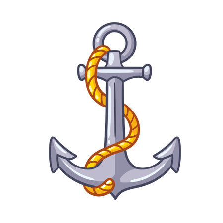 Vector illustration with anchor and rope in cartoon style isolated on white background.のイラスト素材