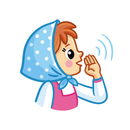 Cute little girl on a white background screams. Vector illustration with a picture from a fairy tale in cartoon style.のイラスト素材