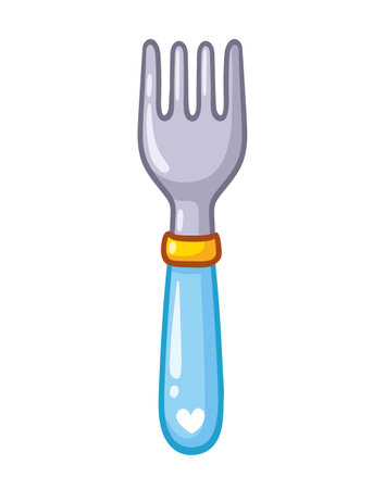 Vector illustration with a fork on a white background. Cutlery in cartoon style.のイラスト素材