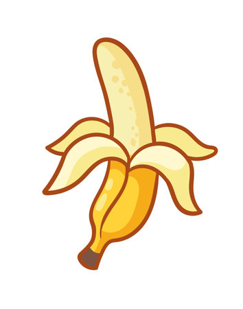 Vector illustration with banana isolated on white background. Tropical fruit in cartoon style.のイラスト素材
