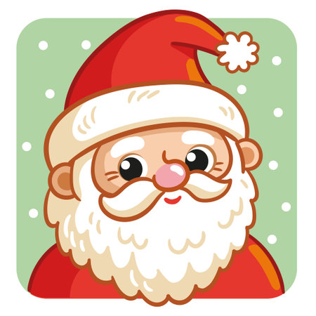 Vector illustration with santa claus on a green background. Vector Set on a Christmas theme in a cartoon style.のイラスト素材