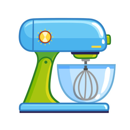 Kitchen mixer with cooking bowl. Vector illustration with cooking mixer in cartoon style.のイラスト素材