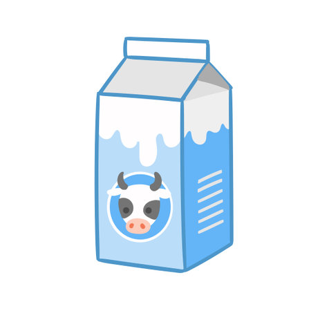 Milk carton isolated in cartoon style. Vector illustration milk box, farm products isolated white background.のイラスト素材