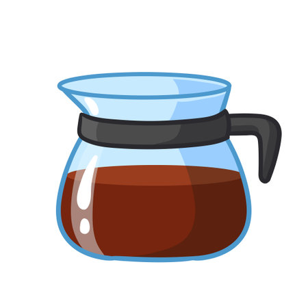 Glass pot with coffee in cartoon style. Vector illustration with Coffee kettle.のイラスト素材