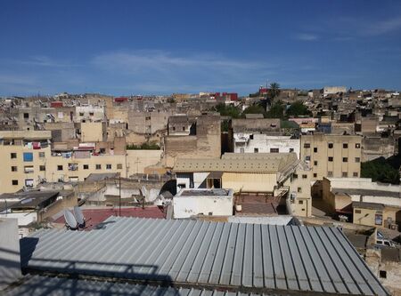 Houses roofs tops in Fez, Moroccoの写真素材