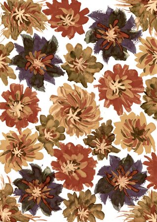 watercolor paint. multicolor flowers as  backgroundの写真素材