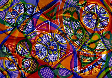 Abstract watercolor ornamental background, hand drawn creative artwork in ethnic styleの写真素材