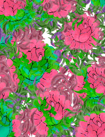 flowers watercolor artwork as background, colorful hand drawn illustration, creative artwork