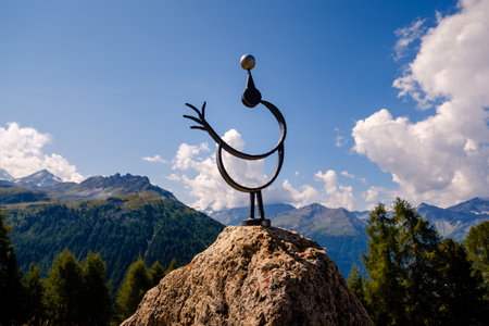 Saint-Luc, Valais, Switzerland - August 8 2018: Planets Trail walk - representing the planet Mercuryのeditorial素材