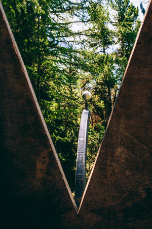 Saint-Luc, Valais, Switzerland - August 8 2018: Planets Trail walk - representing planet Marsのeditorial素材