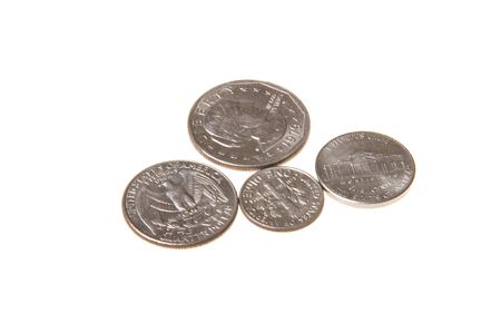 American coins isolated on white backgroundの写真素材