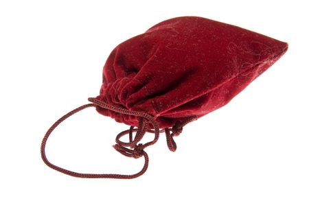 red jewelry bag isolated on white backgroundの写真素材