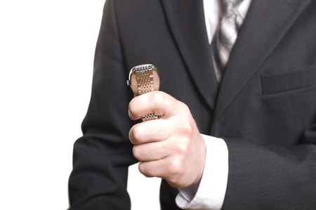 men's hand with a watch.の写真素材