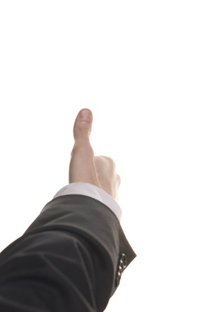 A business man with an open hand ready to seal a dealの写真素材
