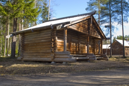 Old wooden house in Malye Karely (Little Karely) near Arkhangelsk, north of Russia, Europeのeditorial素材