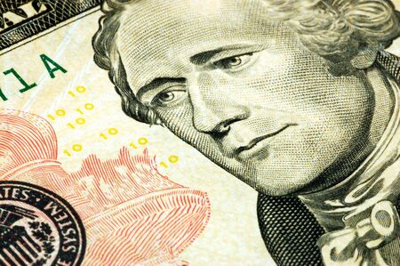 close up of a new ten dollar bill