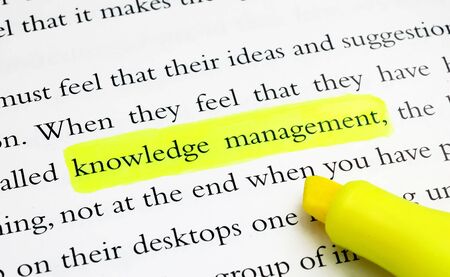 The words Knowledge Management highlighted with a yellow markerの写真素材
