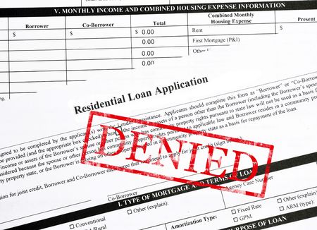 Denied stamp on a residential mortgage loan