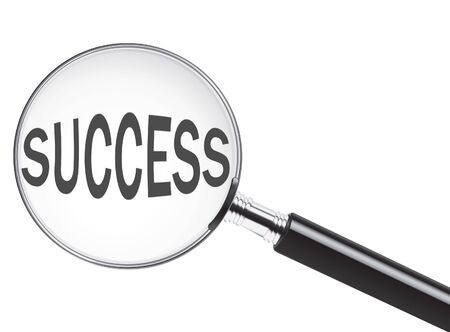 Success text under magnifying glass. Concept for focus on successの写真素材