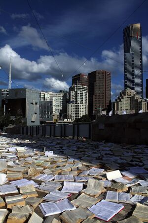 Federation Square flooded with so many books