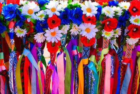 Ukrainian national woman head chapletの写真素材