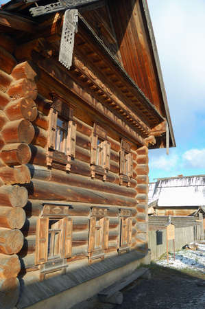 wooden house in the russian villageの写真素材