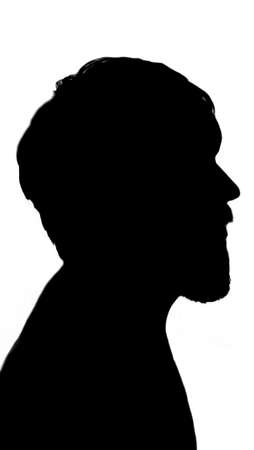 funny silhouette of a bearded man. Black and white.の写真素材