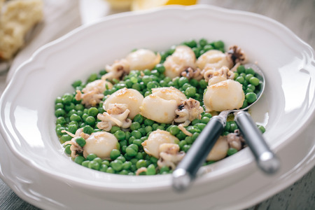 Cuttlefish with peasの写真素材