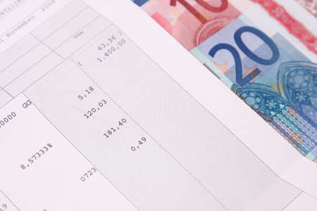 Euro banknotes with payroll at the end of the monthの写真素材