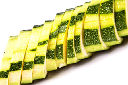 green zucchini peeled and slicedの写真素材