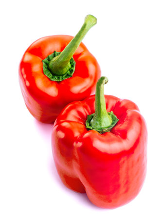 Red peppers isolated on white backgroundの写真素材