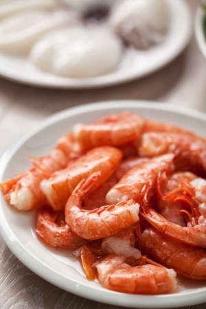 Raw shrimp and cuttlefishの写真素材