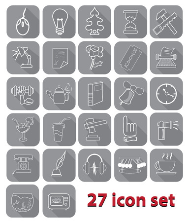 27 icons depicting professions household items, setのイラスト素材