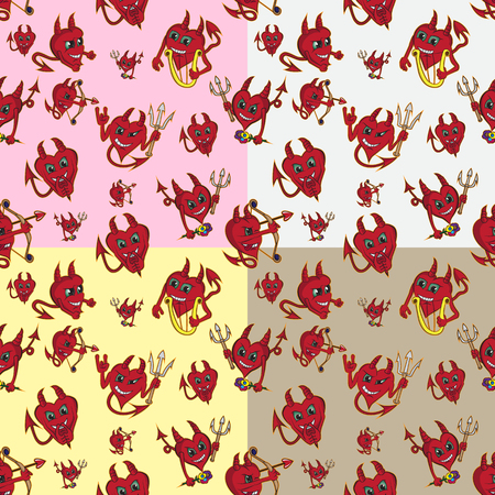 seamless pattern for printing, valentines day little devilsのイラスト素材