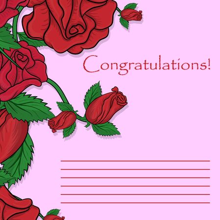 Vector greetings card greeting card with rosesのイラスト素材