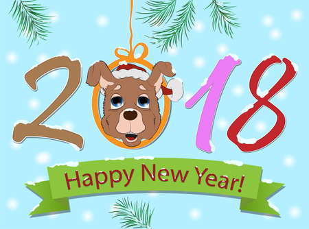 vector Christmas sign year of the dogのイラスト素材