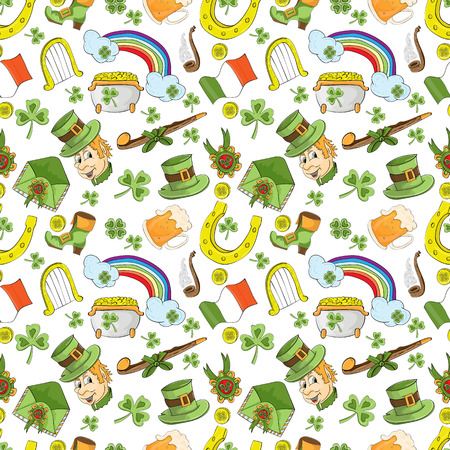 Vector childrens seamless pattern for design of the Irish holiday St. Patricks dayのイラスト素材